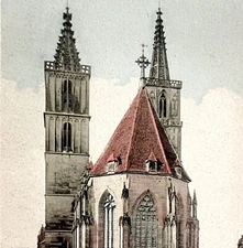 St Jakobskirche Cathedral Postcard Germany Tinted Rothensburg c1930-40s PCBG8A