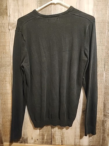 Guess Mens Pullover Sweater Black Crew Neck V Neck Long Sleeve Knit Medium - Picture 7 of 9