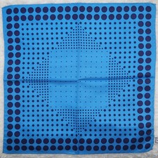 M305 VERSACE Blue Polka Dot Silk Scarf Scarves Pocket Square 16" X 16.5"