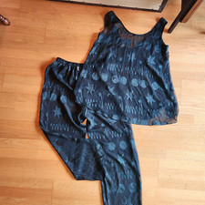 Vintage Victoria s Secret GOLD LABEL Sheer Mesh Lounge/Pajama Set sz L Whimsical