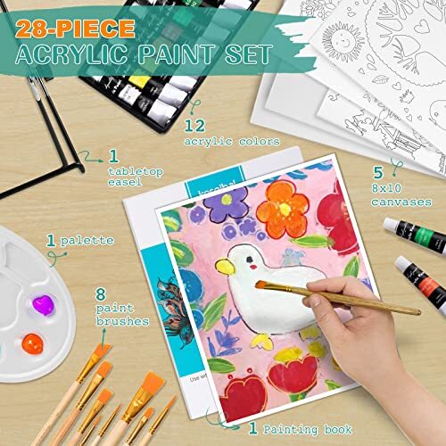 Ceramic Plate Painting Kit For Kids & Adults - DIY Craft Set With 2 Plates, 12 Paints, Brushes, Stands