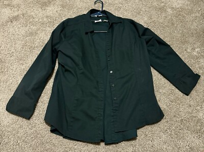 Riders by Lee Black Easy Care 3/4 Sleeve Stretch Hidden Button Shirt XL