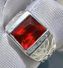 Red Ruby Gemstone With 925 Sterling Silver Handmade Ring for Men's Stylish Ring