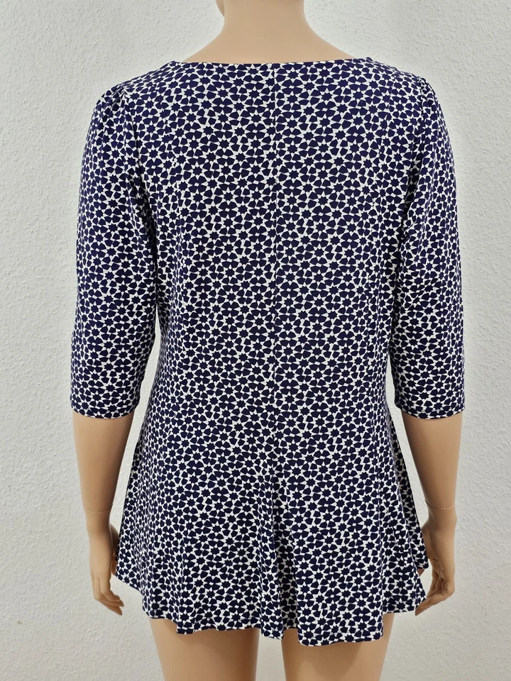 50 Tunika aus Jersey MARKS AND SPENCER navy blau bedruckt elfenbein ausgestellt - Bild 4 von 4