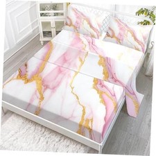 Sheet Set: Size Pink Abstract Bed Sheets for Teen Girls Kids Full Pink Marble