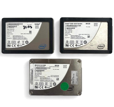 [LOT OF 3] Intel 80GB SSD 2.5'' SATA 3Gb/s Mixed Models Solid State Drive TESTED