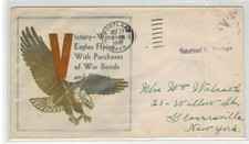 WW2 Patriotic 1942 SCARCE LINTO CACHET OREGON EAGLES/BONDS & BRONZE COLOR VAR.