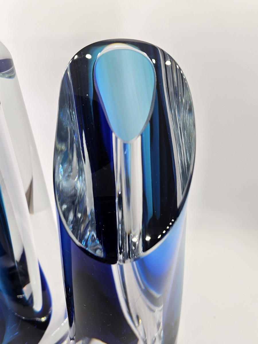 KOSTA BODA SEASIDE Goran Warff 花瓶 Kosta Boda Goran Warff Signed Clear & Blue Art Deco Glass