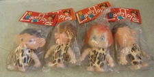 Vtg Lovely Toys Caveman Family Flintstones Clone Doll Set Sealed Hong Kong B1