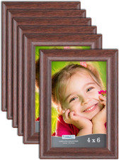 6 Pack 4X6 Picture Frames - Teak Wood Finish Contemporary Photo Frames NEW