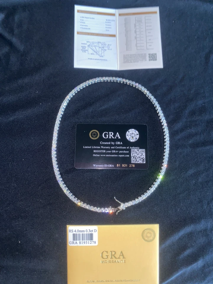 Flawless Rated GRA Certified Tennis Chain 4MM 18 Inch Pass Test S295/Moissanite - Image 4 of 4