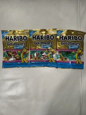 Limited Edition Haribo TROPICAL Gold Bears Chewy Gummi/Gummy Candy {3 BAGS)