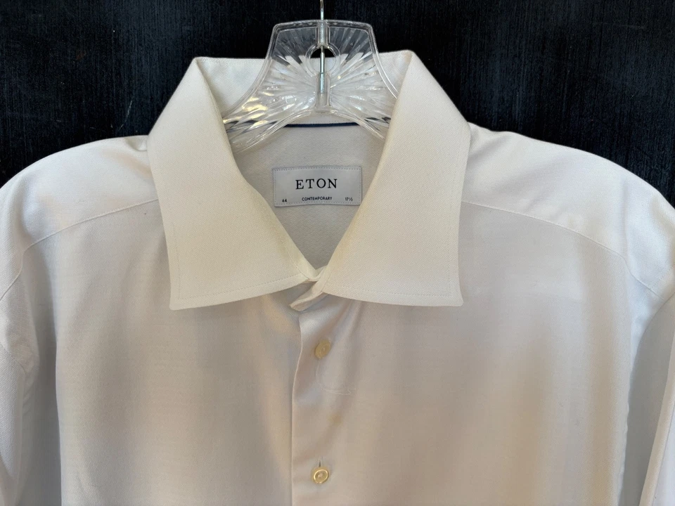 Eton Contemporary Dress Shirt Mens 17.5 - 35/36 White French Cuff Signatur Twill - Image 4 of 4