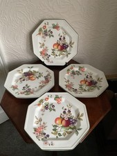 Vintage Johnson Brothers frisches Obst Muster achteckig 25,5 cm Speiseteller x 4