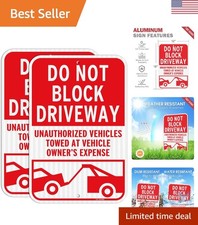 High Visibility Do Not Block Driveway Sign - 2 Pack, Engineer Grade Reflective