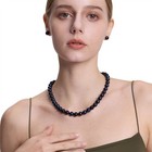16 Inch AAAA+ Choker Set ROUND 10mm 10.5mm Black Pearl Necklace Earrings Set  — photo 2