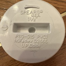 Spears P110 Series PVC DWV Pipe Fitting, Flush Plug, 1-1/2" NPT Male 
