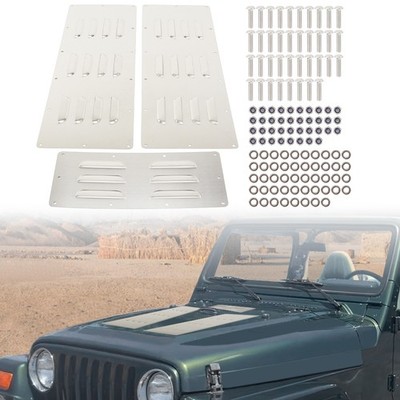 304 SUS Bonnet Cover Vented Hood Louver Fit For Jeep Wrangler TJ 1997-2002