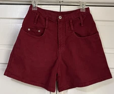 Vintage Y2K 80’s Steel Jean Shorts Womens Size 7 Burgundy Denim High Rise USA