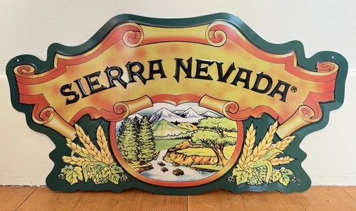 Vintage 90’s Sierra Nevada Cutout Embossed Metal Tin Beer Sign Bar Mancave 20x11