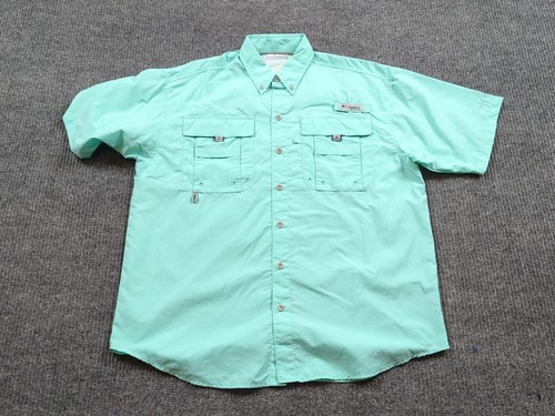 Columbia Shirt Mens Small Blue PFG Fishing Short Sleeve Outdoor Camping