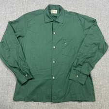 VTG 1960s 1970s Penneys Towncraft Men  s M Green LS Loop Spread Collar Shirt