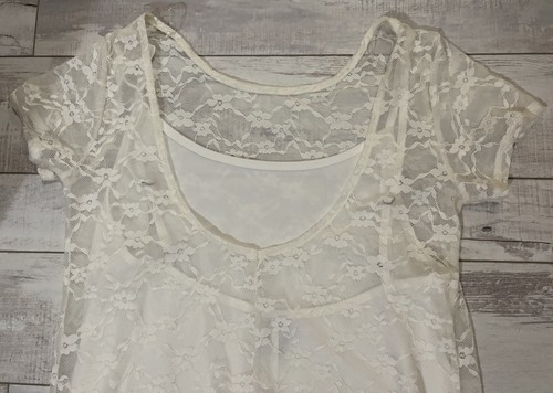Maxi abito Wild Fable trasparente overlay taglia L grande - avorio - NUOVO B - Foto 12 di 14