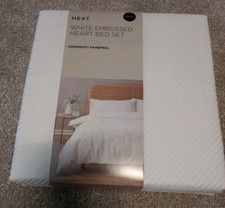 Next White Embossed Heart Bedding Double Duvet Set BNWT