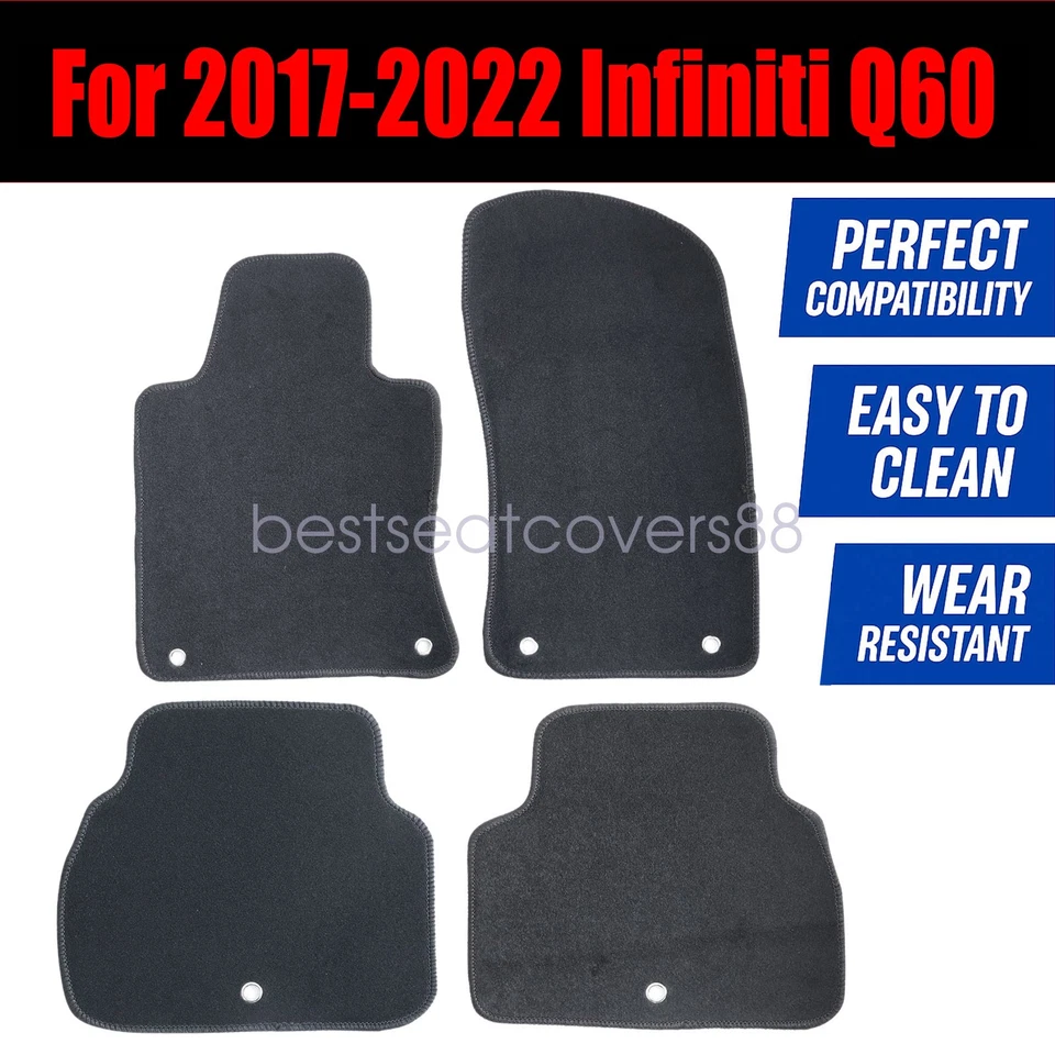 Alfombrillas de terciopelo de repuesto delanteras y traseras para Infiniti Q60 2017-2022 nuevas Foto 3 de 4