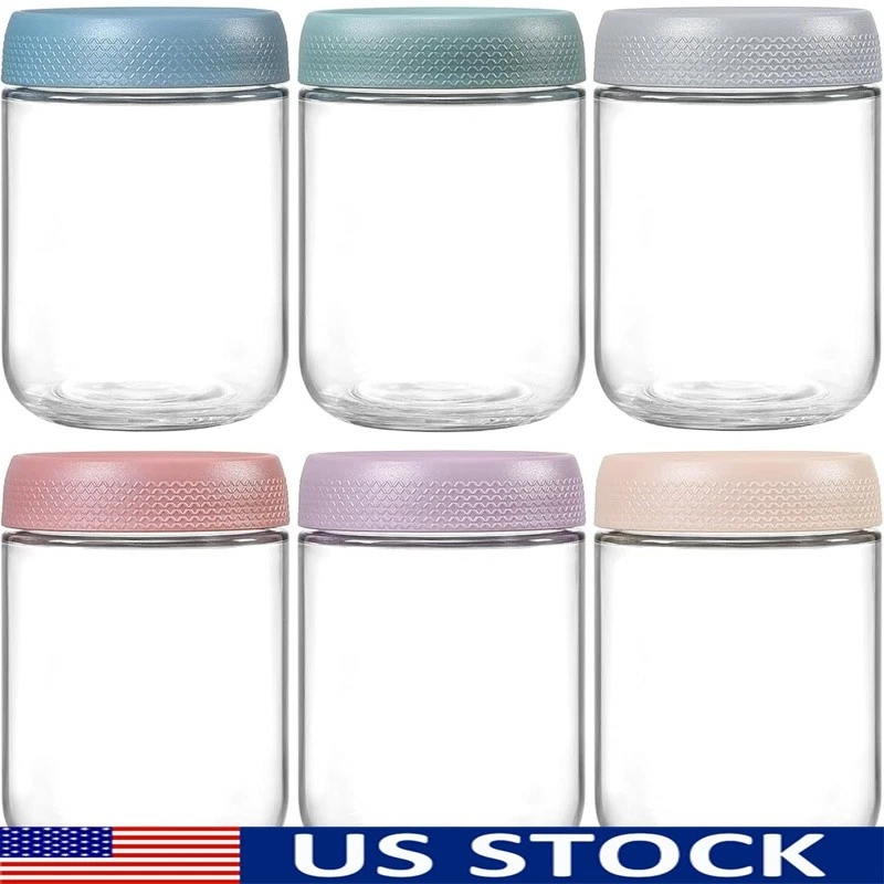 Airtight Stackable Glass Storage Jars Food Preserving Smoothies Crafts New