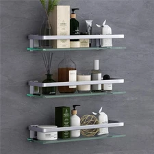 Bathroom Wall Shelf 15.7in Bathroom Glass Shelves Wall Mount Glass Shelf Rust...