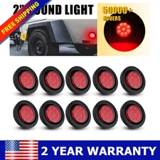 10PCS Red 2.5" Round 13 LED Trailer Side Marker Clearance Light Combo DRL 12v US