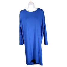 Cos Dress XS Womens Blue Knee Length Sweater 3/4 Sleeve Crew Neck Silk Business