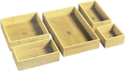 Sansibar Sylt Bambus Kosmetik Organizer Set 5 Boxen in 4 Größen rutschfeste Füße