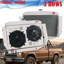 3 Row Radiator+Shroud Fan For 1972-1979 Jeep Wagoneer Cherokee J10 J20 5.9L V8