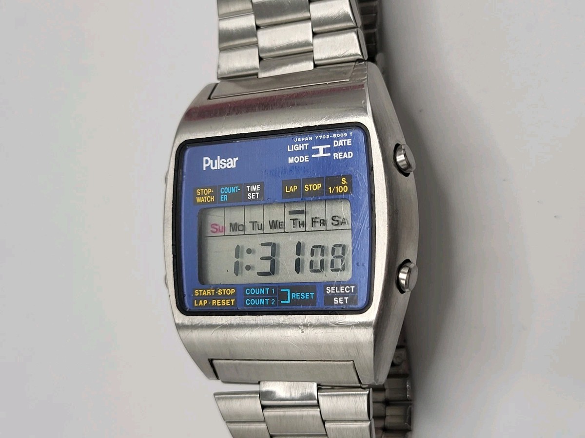 JAPAN [WORKS] 1980s Vintage Pulsar By Seiko Digital LCD Watch Y702