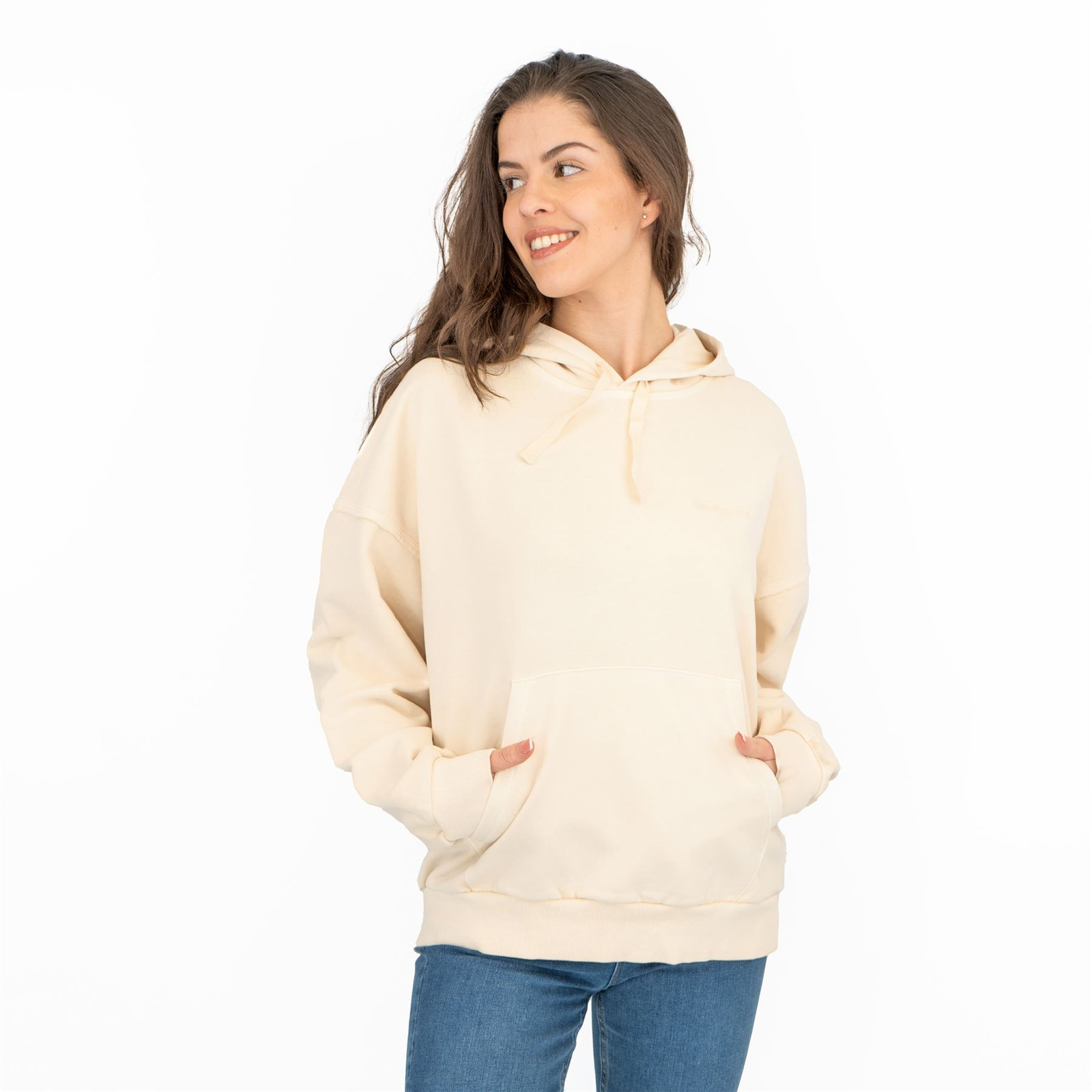 Carhartt Hoodie Womens Marfa Sweatshirt Cotton Hoody Ivory Beige XS Extra Small