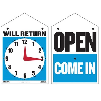 BAZIC Products Open Closed Signs for Business, 1-Pack, Will Return/Open