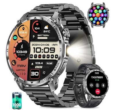 Smartwatch Herren mit Telefonfunktion 1.7'' Touchscreen Uhr (Stahlband)