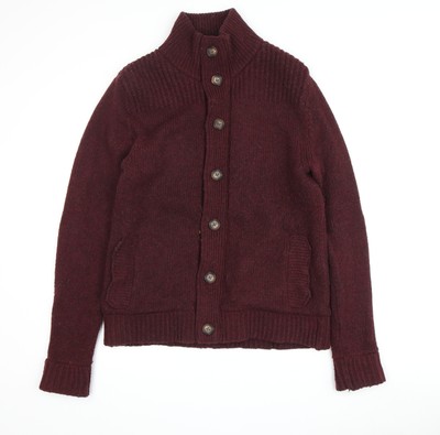 William Hunt Herren Strickjacke rot, M, hochgeschlossen, Wollmischung