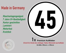 Aufkleber 45 km/h für Auto PKW Citroën, Fiat, Microcar, Camper StVZO ∅20cm Aufkleber 45 km/h für Auto PKW Citroën, Fiat, Microcar, Camper StVZO ∅20cm