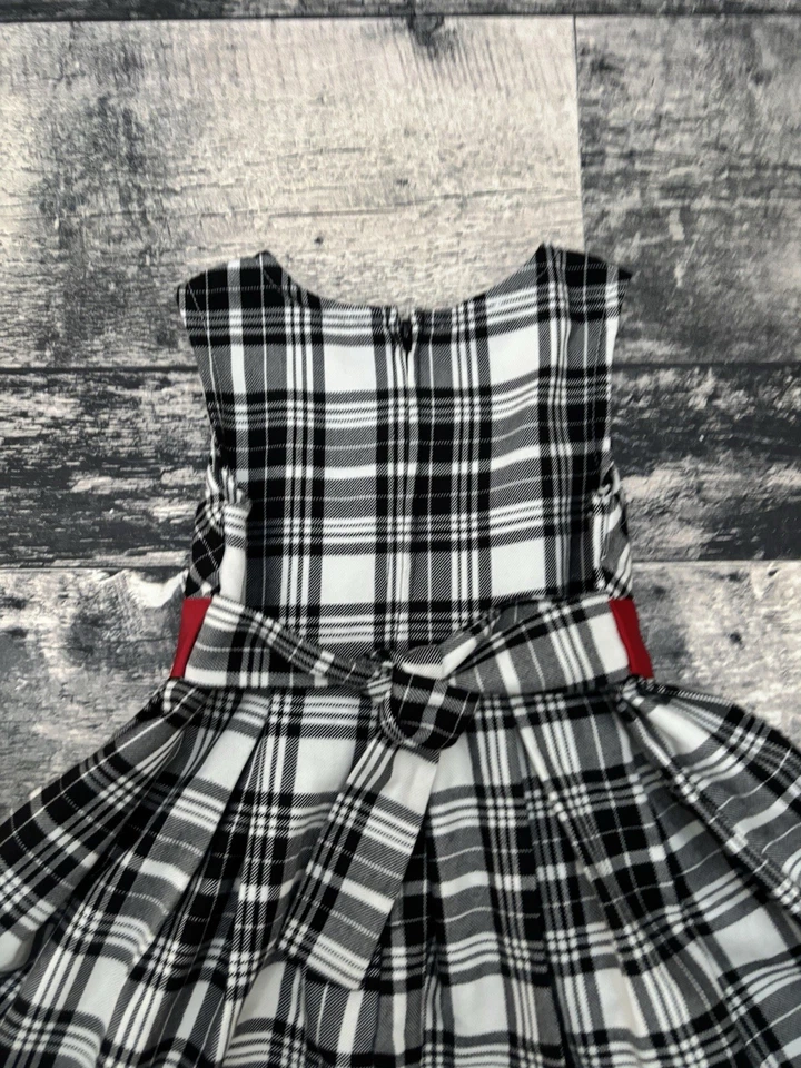 Vestido de vacaciones Bonnie Jean para niñas talla 3/3T rojo negro blanco lazo a cuadros Foto 4 de 4