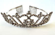 Vintage Rhinestone Tiara Crown Foil-Backed Stones Bridal Pageant Headpiece
