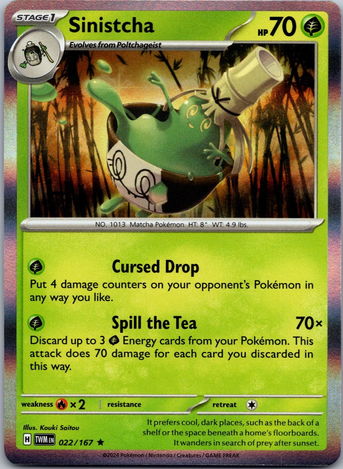 Sinistcha Holo Rare SV06: Twilight Masquerade 022/167 NM