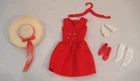 Vintage Skipper Doll Red Sensation #1901 60s Outfit Barbie Straw Hat Complete