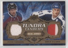 2008 Artifacts Tundra Tandems Dual Jerseys Peter Forsberg Borje Salming HOF 2d8