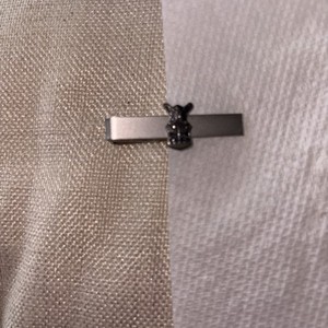 USAF ROTC Sterling Silver Crest on  Vintage Plain Silvertone Tie Clasp Clip 5.3g