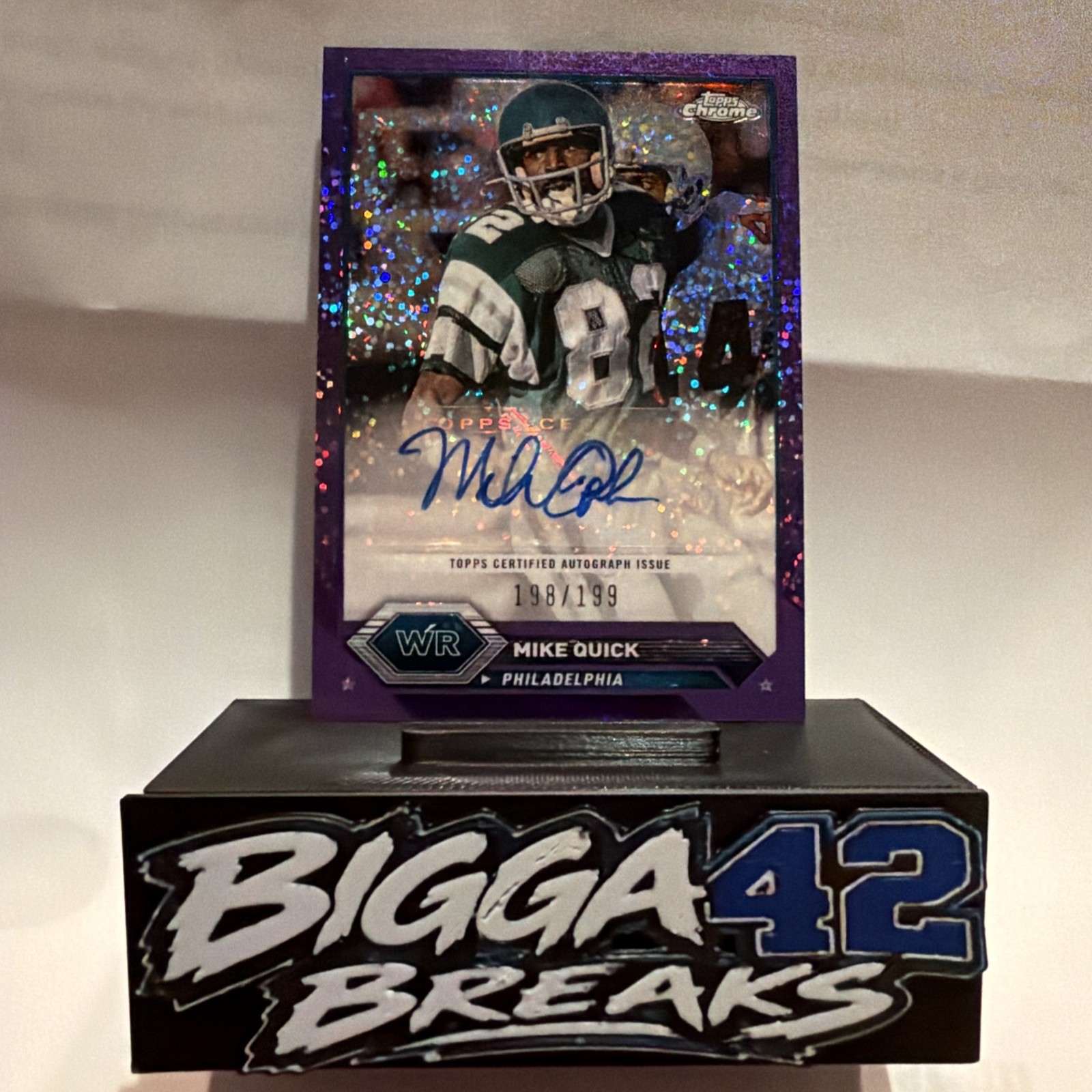 2023 Composite Topps Chrome Purple Speckle Refractor /199 Mike Quick Auto
