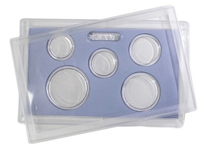 Empty Plastic Lens with Light Blue Insert Holds 5 Coins
