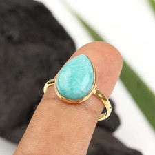 Beautiful Amazonite Ring 925 Sterling Silver 18k Gold Plated Woman Jewelry Gifts